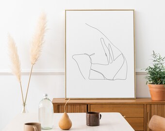 Monoline, Line Drawing, Woman, Minimalist Wall Art, Digital Download, Decor, Aesthetic