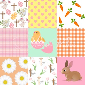 Easter Seamless File Patchwork Bunny Cross Carrot