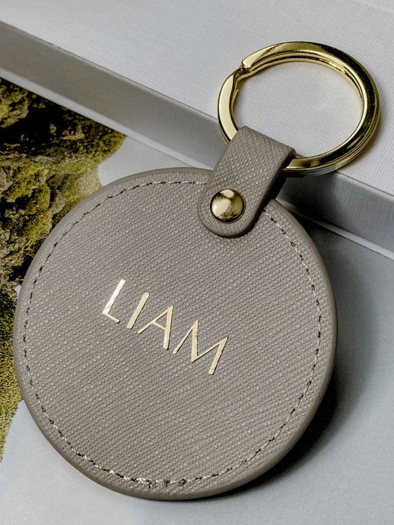 Saffiano top leather keychain