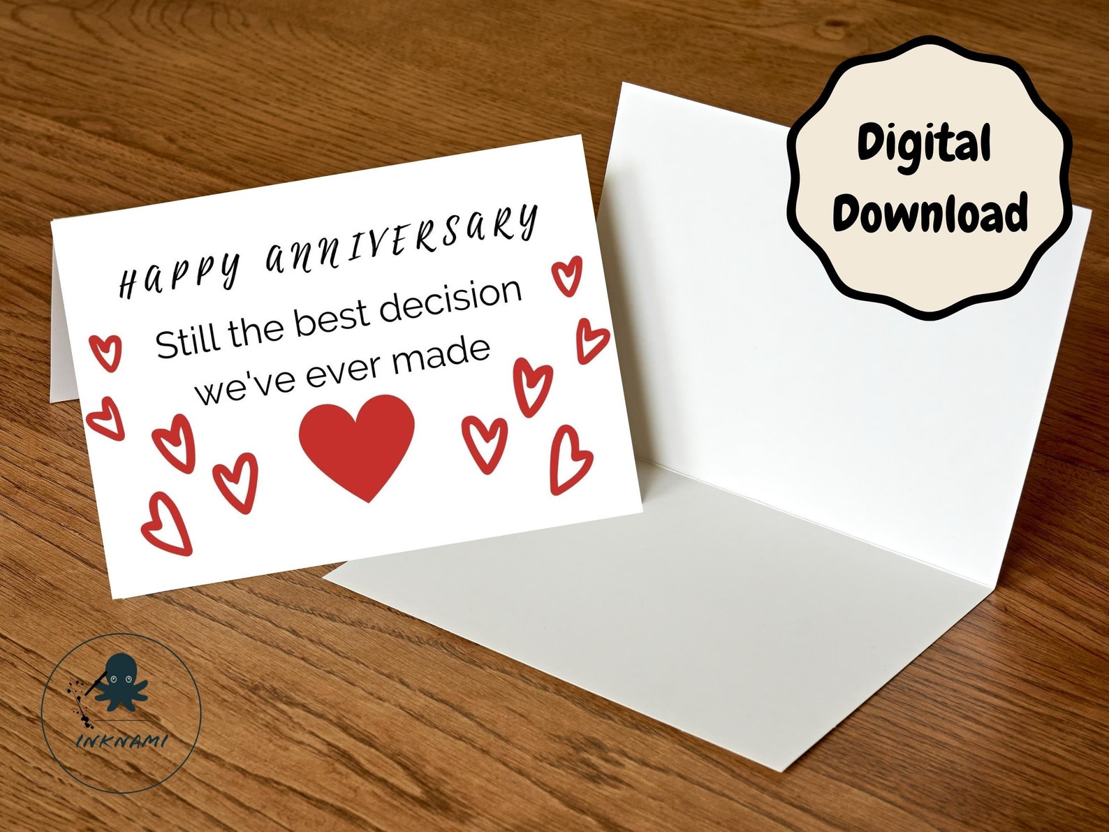 Printable Happy Anniversary Card | Modern Heart Anniversary Card ...