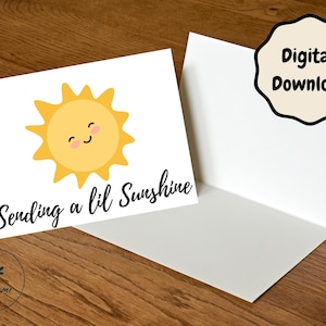 Carte imprimable Sunshine Feel Better | Guérissez bientôt | Envoi d'un petit soleil - Téléchargement instantané Carte vierge 7x5in, Carte de sympathie