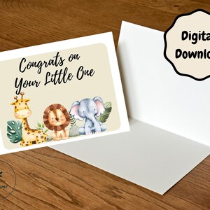 Printable Baby Shower Card Congrats on Baby Baby Animals - Etsy