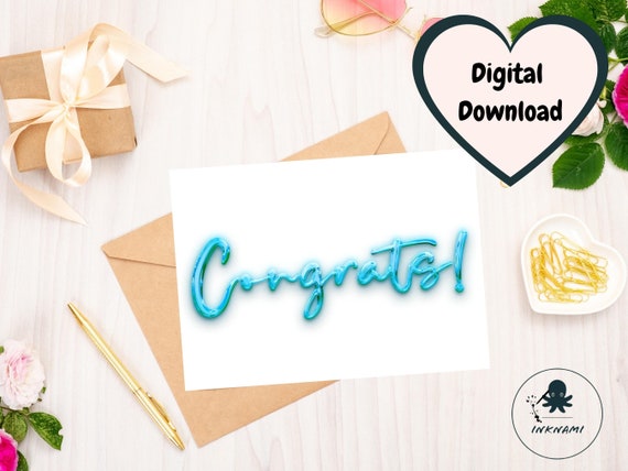 Printable Congrats Card Instant Download 7x5in Blank Card | Etsy