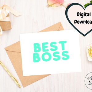 Cartão de agradecimento ao chefe para impressão - Download instantâneo 7 x 5 pol. Cartão em branco - Obrigado ao chefe | Gerente