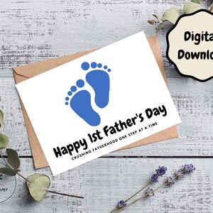 Printable 1st Father&#39;s Day Card - Instant Download 7x5in card -Card for Dad - First Time Dad Card