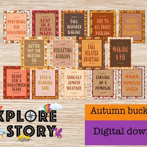 Mijlpaalkaarten herfst, herfstthema, bucketlist, cadeau-ideeën voor kinderen, gezinsactiviteiten voor de herfst, checklist herfst afdrukbaar