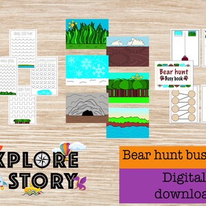 Toddler Busy Book Printable, First Learning Binder, Educational Printable, Bear hunt, Fun Quiet Book, Homeschool Binder, Busy Books Pages