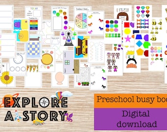 Toddler Busy Book Printable, First Learning Binder, Educational Printable, Basic skills, Fun Quiet Book, Homeschool Binder, Busy Books Pages