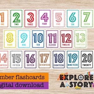 Number recognition flash cards.  Montessori. Preschool and toddler education. kindergarten. Special needs resources. Printable Download 1-20