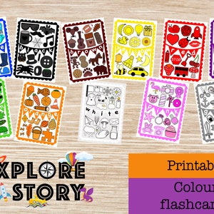 Colour flash cards.  New vocabulary.  Learning word meaning. Preschool and toddler education. Special needs resources. Download. Printable.