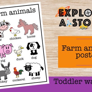 Farm animals poster, Montessori poster, Kids room decor, Educational posters, Kids wall art, homeschool Poster, Children&#39;s prints