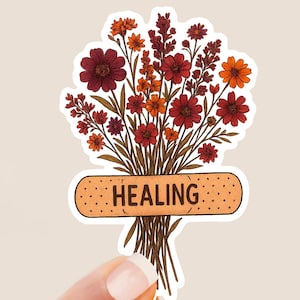 Floral Healing Sticker: Waterproof Vinyl Wildflower Bouquet