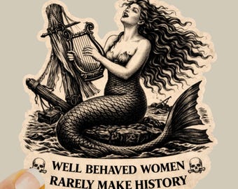 Pegatina de vinilo de sirena – Arte mitológico feminista