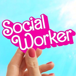 Social Worker Sticker: Pink Vinyl Decal, LCSW MSW Gift