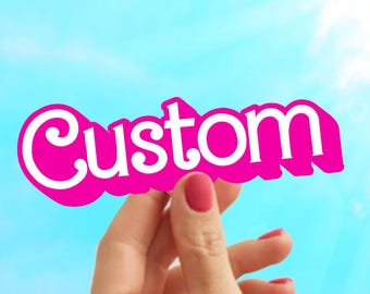 Custom Pink & White Sticker: Personalized Decal
