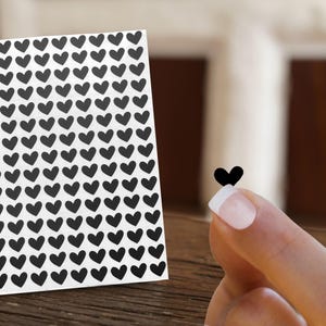 Hand-Drawn Mini Black Heart Stickers: Girly Gothic Vinyl Sheet