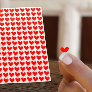 Hand-Drawn Mini Red Heart Stickers: 135 Vinyl Decals