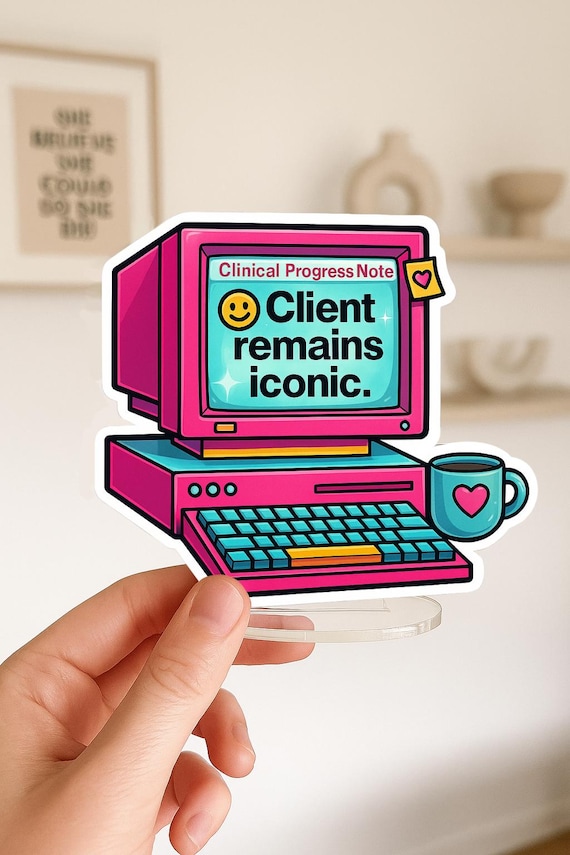 Client Remains Iconic Sticker: Retro Therapist Gift