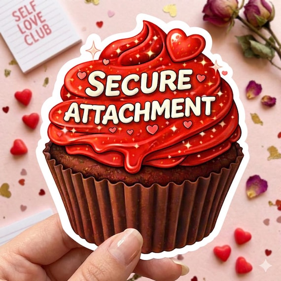 Secure Attachment Cupcake Sticker – Therapy Valentine's Day Gift
