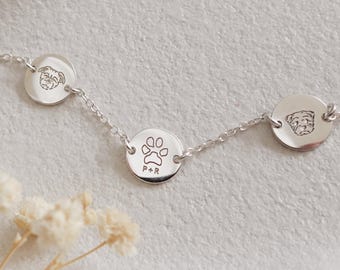 Custom Pet Portrait Silver Charm Bracelet | Handmade Keepsake Jewellery