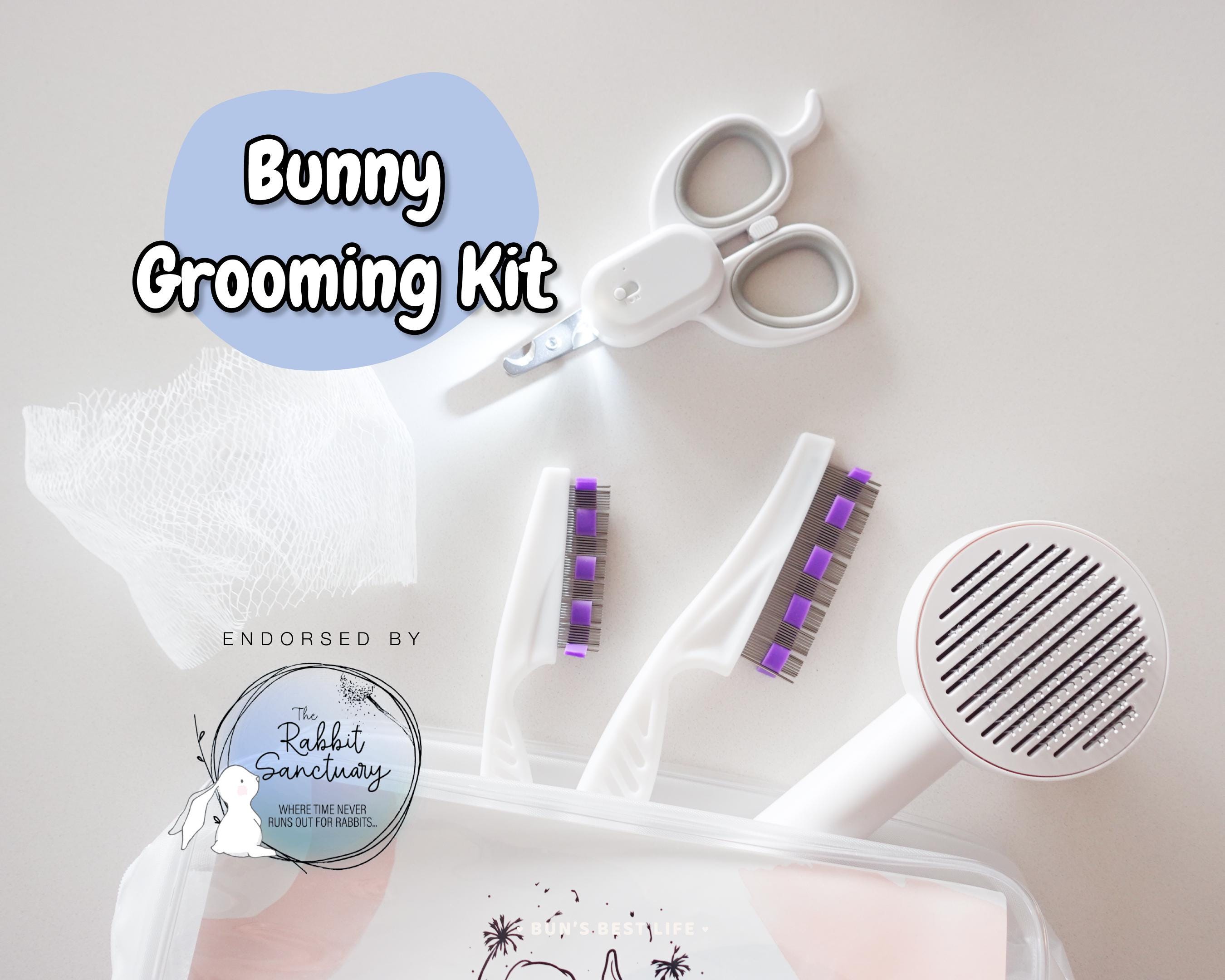 Bunny Grooming Kit Small Pets Rabbit Chinchilla Guinea Pig Brush Nail Clippers With Led Light Netting Instructions Portable Travel Bag Comb Etsy