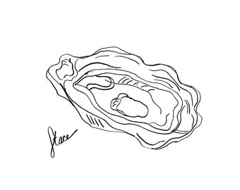 Desenho de linha de ostra - uma impressão em papel