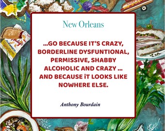 NOLA Celebrates Anthony Bourdain Quotes - A Paper Print