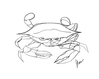 Desenho de linha de caranguejo - uma impressão em tela