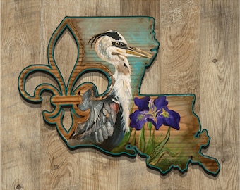 Louisiana Heron and Iris-A Paper Print
