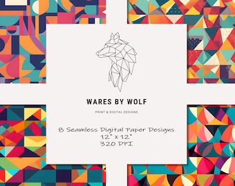 Geometric Digital Paper Bundle, Geometric Seamless Pattern, Geometric Prints, Geometric Digital Paper