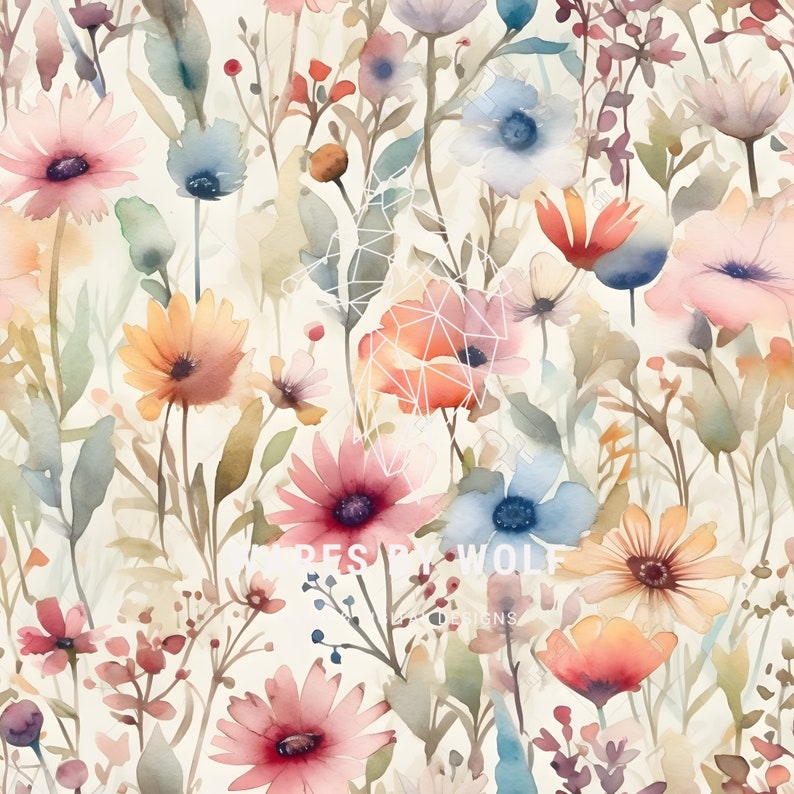 Watercolor Flowers Digital Paper Flowers Seamless Pattern - Etsy