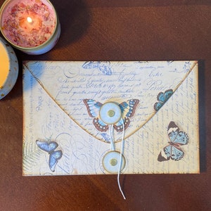 Completed Butterfly Junk Journal Mini Pocket Folio / Envelope, Ephemera holder, 4 pockets, Ephemera Included! Vintage Style