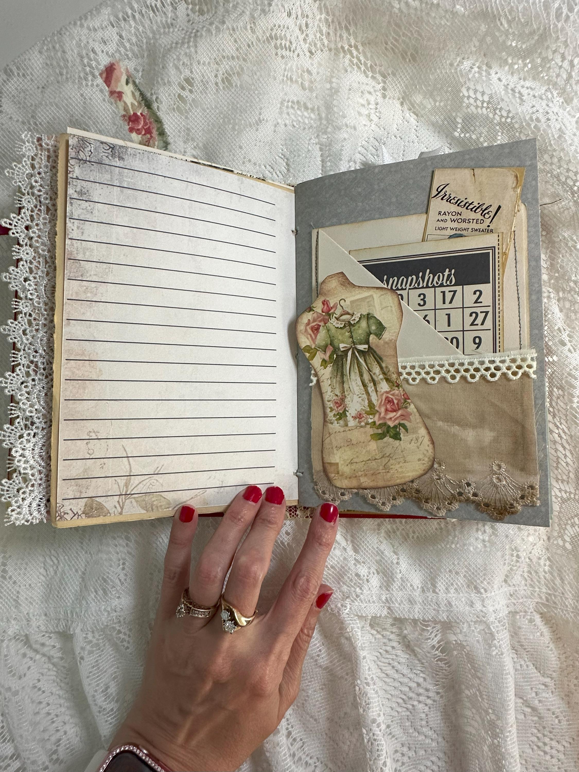 Vintage Eclectic Handmade Junk Journal, Red Vintage Book
