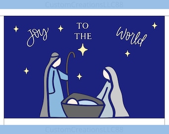 Joy to the World Nativity Bulletin Board Kit /Christmas Mosaic Blue Church Sunday School Classroom Religious VBS Awana/ CustomCreationsLLC88