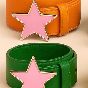 Rockstar Buckle Belt – 100% Leather Statement Belt | Y2K Streetwear Accessory | Unisex Pop Art Belt | Bold Fashion Piece