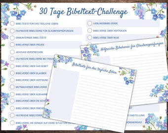 JW 30 Tage Bibeltext-Challenge / Geistiger Bibeltext-Challenge / Bibellesen / Jehovas Zeugen / Druckbarer digitaler Descargar