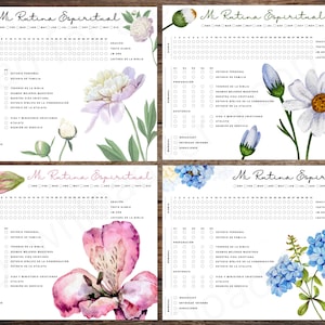 JW Mi Rutina Espiritual / Actividades Espirituales / Testigos de Jehová / Diseños Florales / Descarga Digital Imprimible / Spanish Español