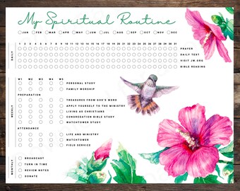 JW Spiritual Routine Activity Tracker | NEW Extra Postcard Size | 9 Bird Designs Included | Jehovah's Witness | Printable Digital Download