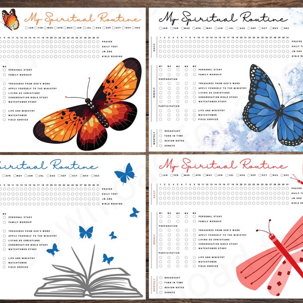 JW Spiritual Routine Activity Tracker | Bug Package Designs | English | Jehovah's Witness | Printable Digital Download Happy Planner