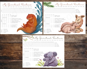 JW Spiritual Routine Activity Tracker | Animal Family Package Designs | Jehovah's Witness | Printable Digital Download