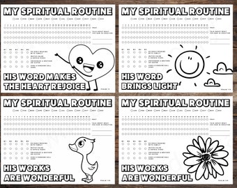 JW Children's Spiritual Routine Tracker | Coloring Page (Digital Download)