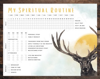 JW Spiritual Routine Activity Tracker | Forest Package Designs | Jehovah's Witness | Printable Digital Download