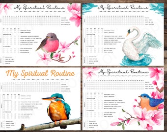 Spiritual Routine Tracker | 9 Bird Designs, Printable (Digital Download)