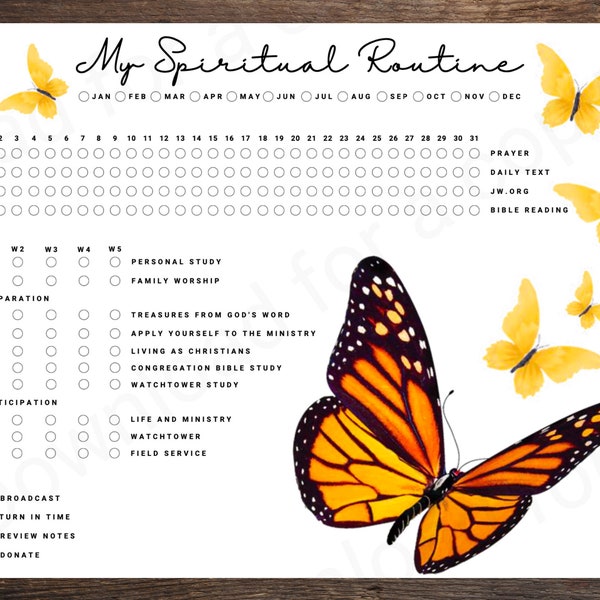 JW Spiritual Routine Activity Tracker | Bug Package Designs | English | Jehovah's Witness | Printable Digital Download Happy Planner