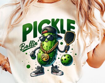 Pickleball Shirt, Pickle Ballin' Tshirt, Funny Shirt, Comfort Colors, Pickleball Graphic Tee, Men's Pickleball Shirt, Pickleball Gift