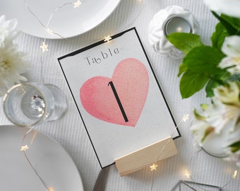 Printable Wedding Heart Table Numbers