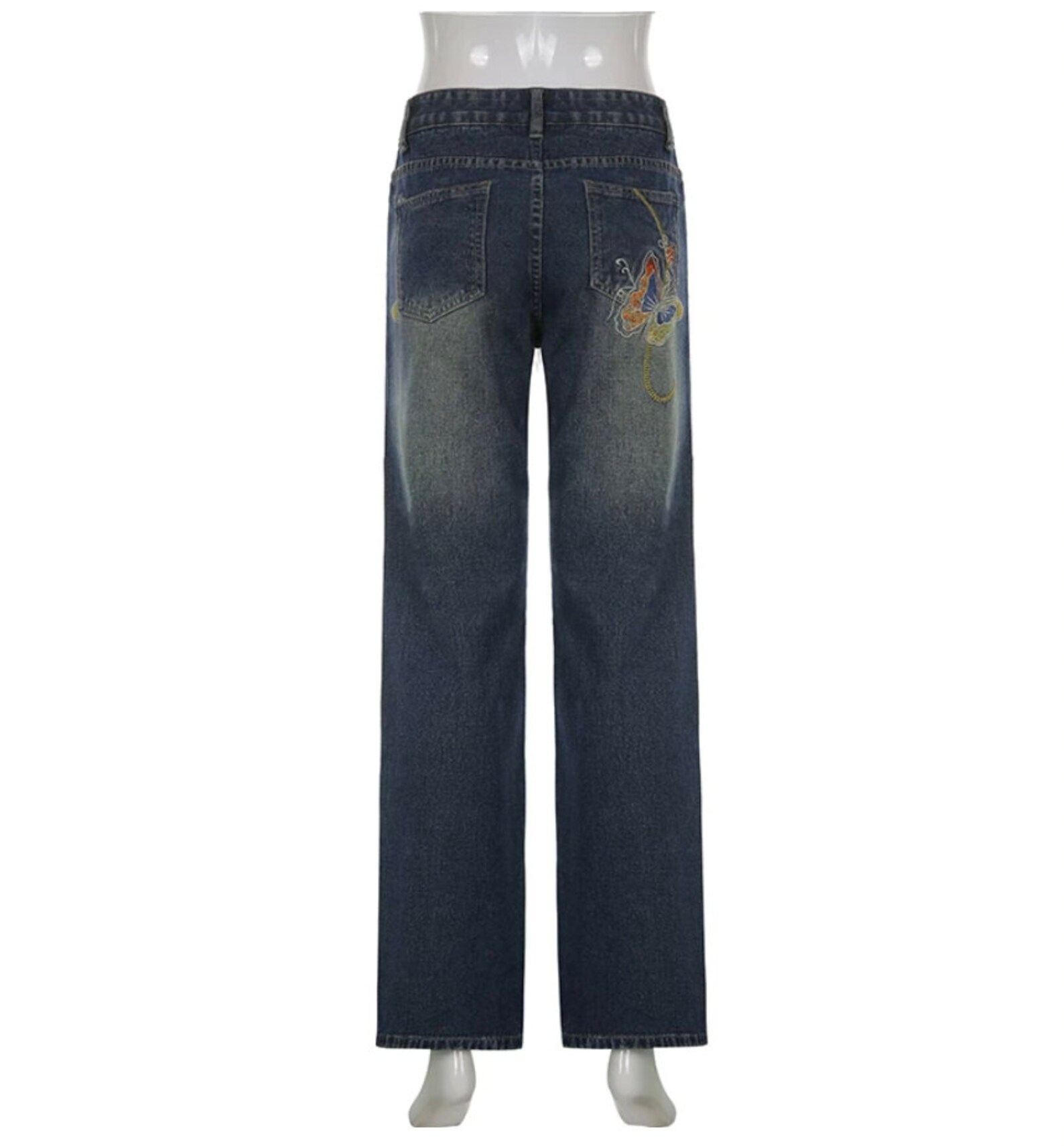 Butterfly Print Baggy Jeans Low Waist Denim Flare - Etsy