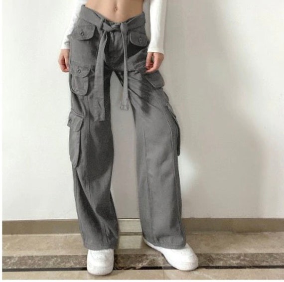 Drawstring Low Waist Cargo Pants Baggy Pants Women Casual Figure