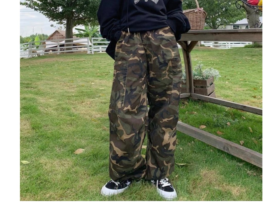 Cargo Army Green Baggy Trousers Loose Camouflage Pants High Waist Etsy