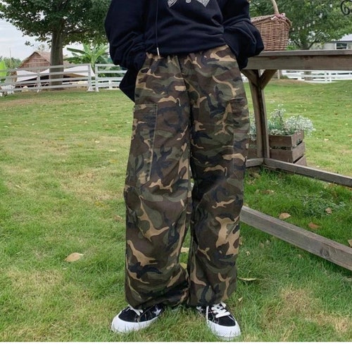 Cargo Army Green Baggy Trousers Loose Camouflage Pants High - Etsy Canada